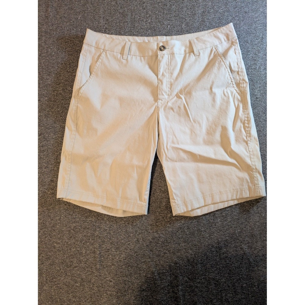 Eddie Bauer Shorts Men Guide Wander 34/10 Beige Stretch Chino Zip Pocket Hiking